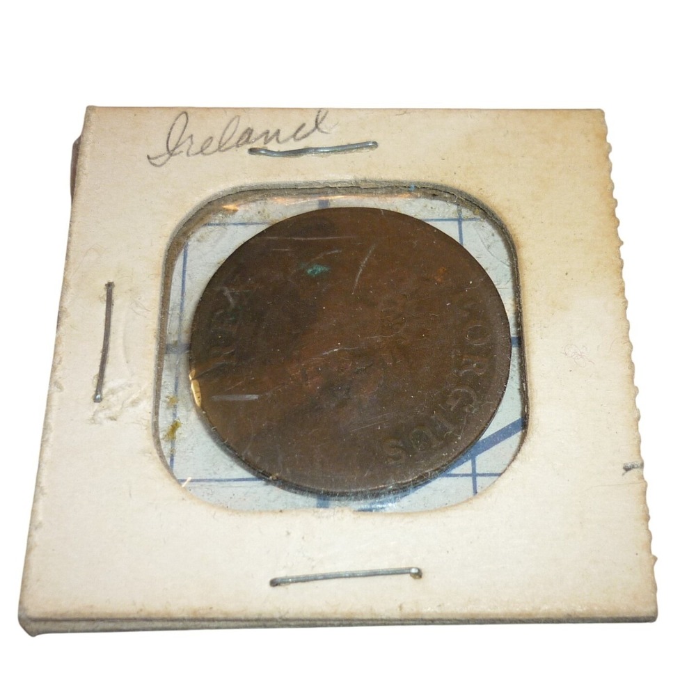 Vintage Ireland Copper Coin King George Hibernia Circulated Aged Patina